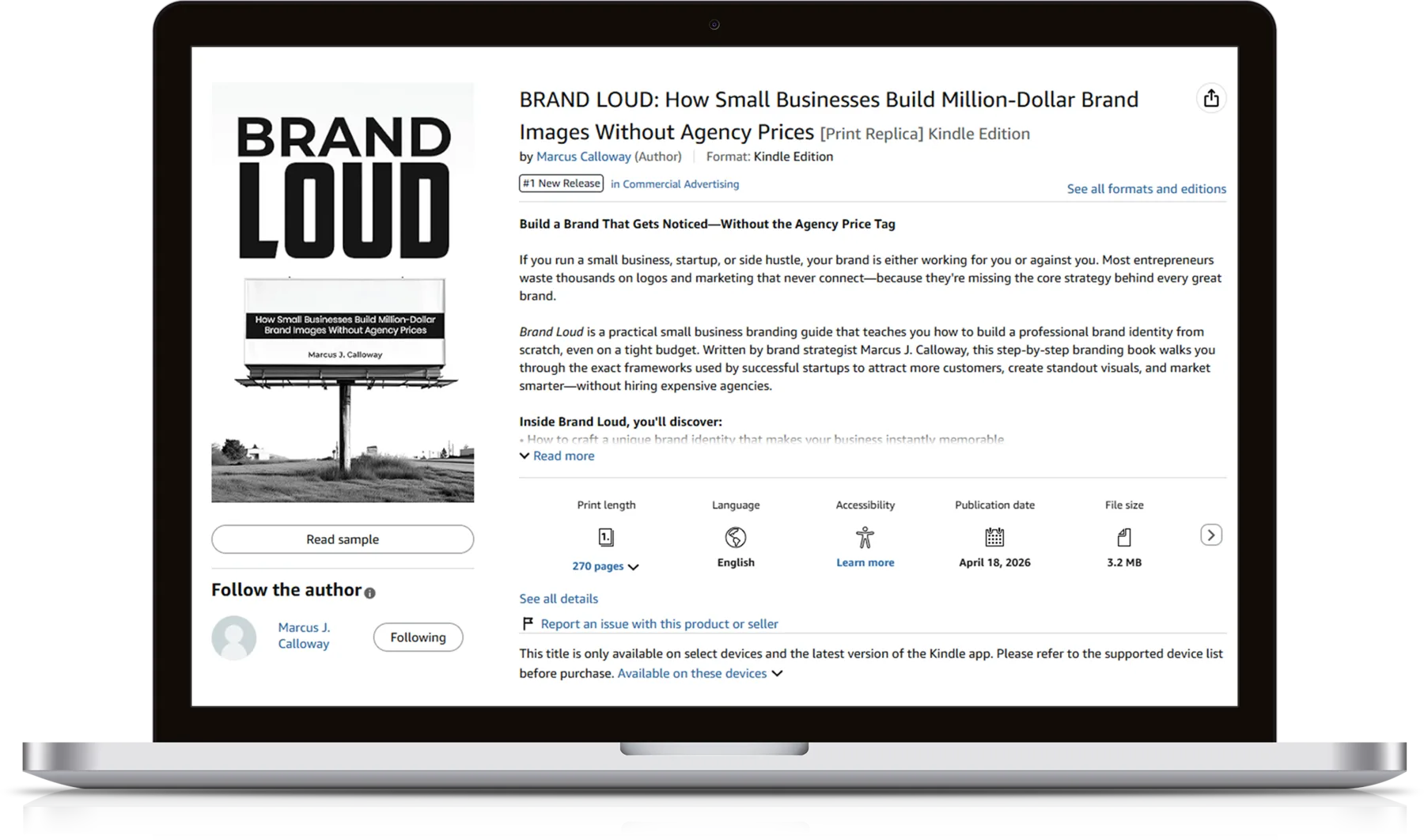 Amazon listing shown on a laptop for Brand Loud